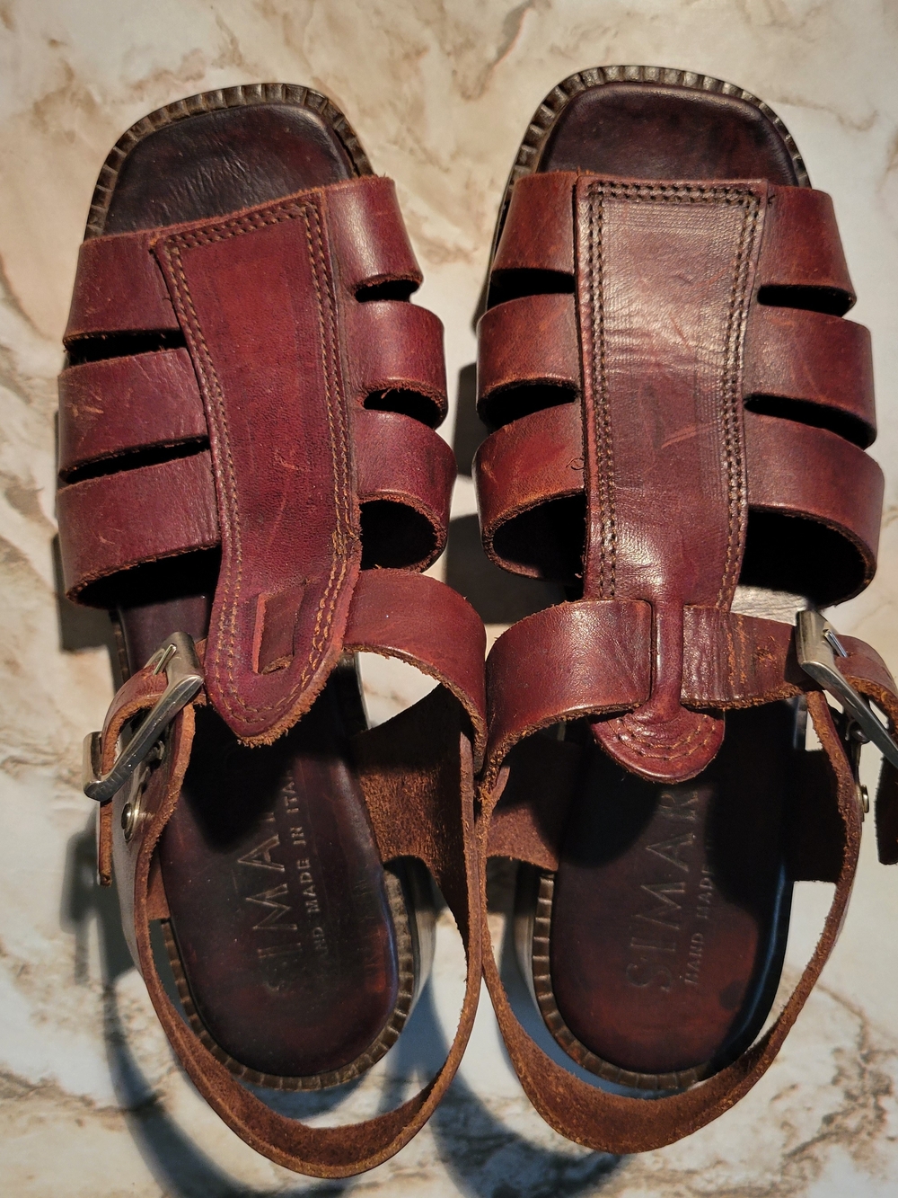 Vintage Brown Leather Fisherman Sandals